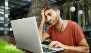 young man working remotely